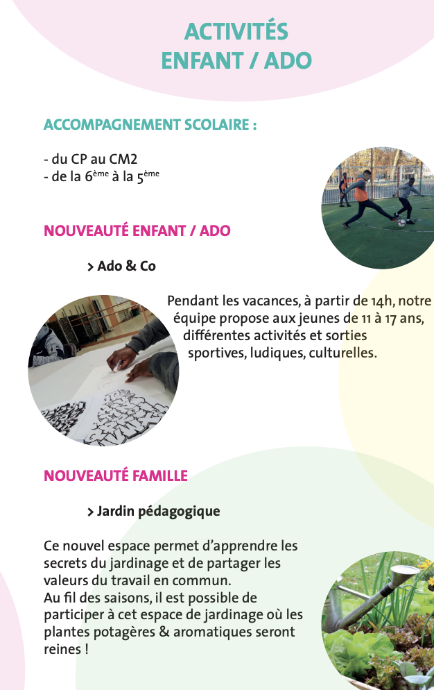 Centre Social Municipal Les Margotins -ozoir-la-Ferrière activités enfant/ado