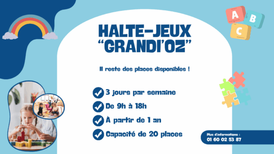 Il reste des places disponibles à la Halte-Jeux « Grandi’OZ »
