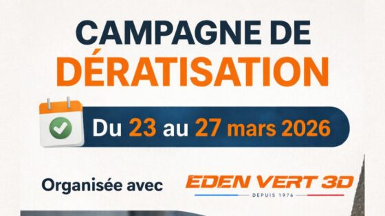 Une campagne de dératisation organisée du 23 au 27 mars 2026