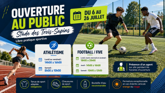 Le stade des Trois-Sapins ouvert au public du 6 au 26 juillet